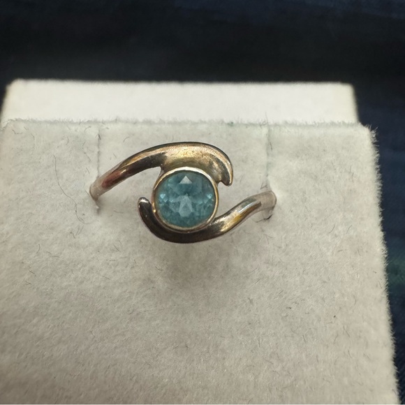 Silver Blue Topaz Ring | Handmade in Asheville NC | Size 5 - Picture 3 of 4